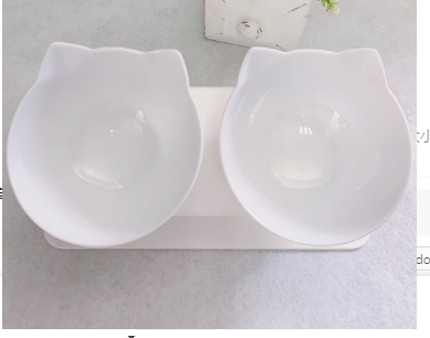 Non Slip Double Cat Bowl With Raised Stand