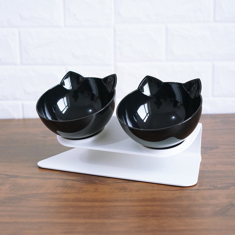 Non Slip Double Cat Bowl With Raised Stand