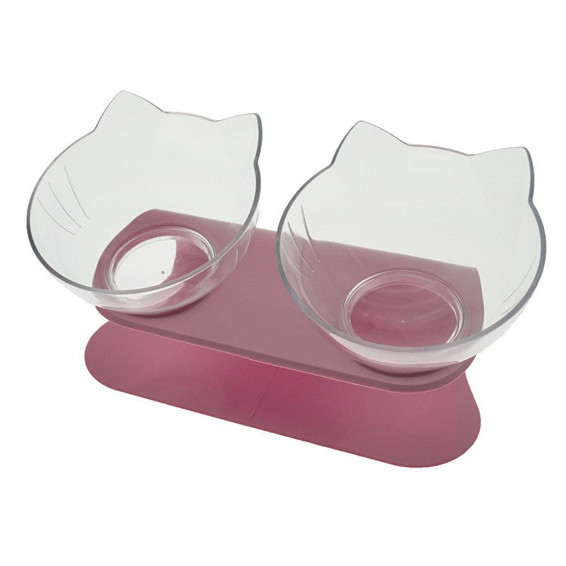 Non Slip Double Cat Bowl With Raised Stand