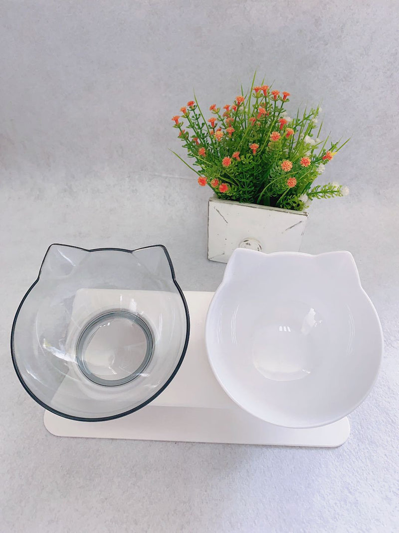 Non Slip Double Cat Bowl With Raised Stand