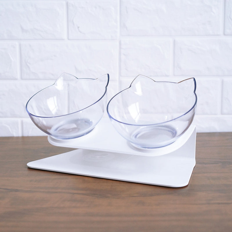 Non Slip Double Cat Bowl With Raised Stand