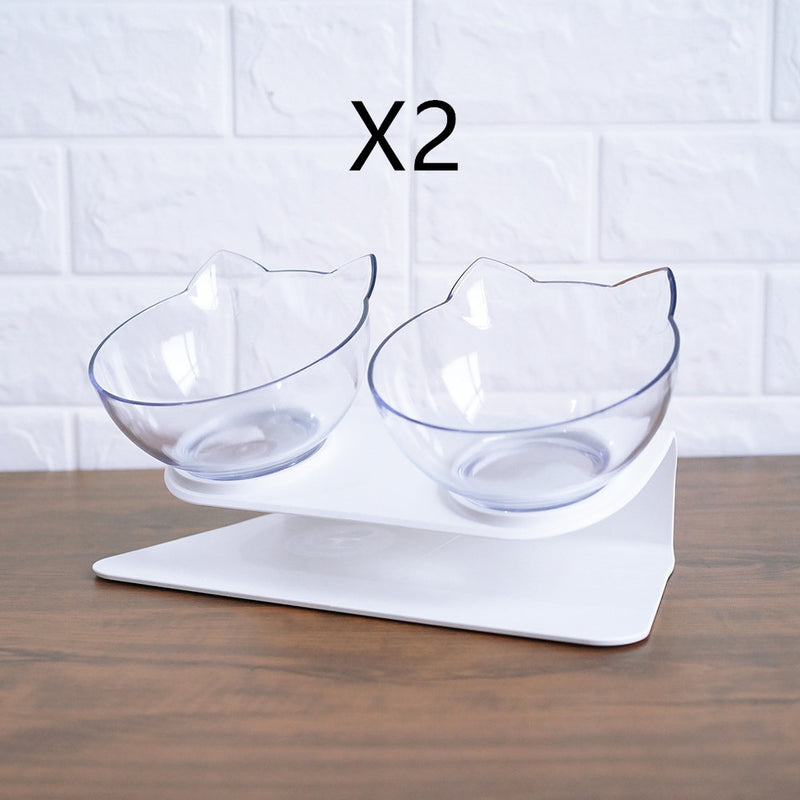 Non Slip Double Cat Bowl With Raised Stand