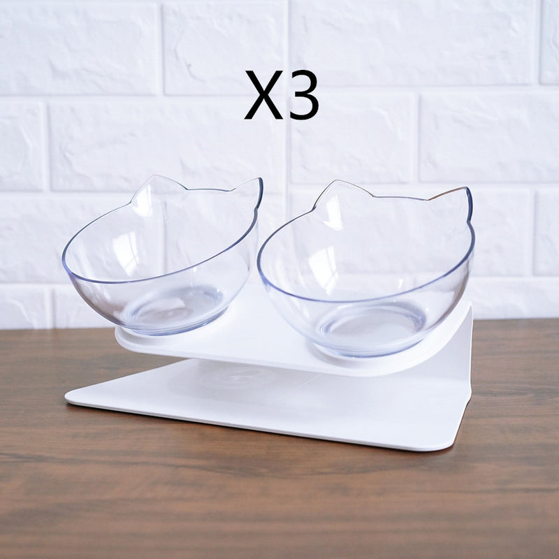 Non Slip Double Cat Bowl With Raised Stand